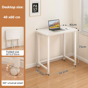 Foldable Computer Desk Study Table Movable Study Table Portable Laptop Desks Bed Side Lazy Table with Wheel Movable and lockable  Save Space