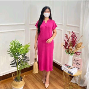 DRESS KAIRA VIRAL MATILDA KNIT SLIT DRESS CNY POLOS RIB RAJUT PREMIUM DRESS KERAH COLLAR