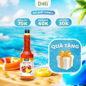 Siro đào Déli - 1 lít - đậm đặc thơm ngon chuyên dùng pha chế trà trái cây soda