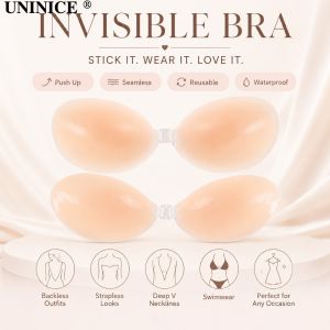UNINICE Invisible Strapless Silicone Bra Reusable Waterproof Push Up Bra for Dresses