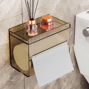 【1-3 Days Delivery】Push Paper Roll Holder Waterproof Acrylic Toilet Tissue Box Kitchen Living Room Toilet Storage Rack Large Wall Mounted Roll