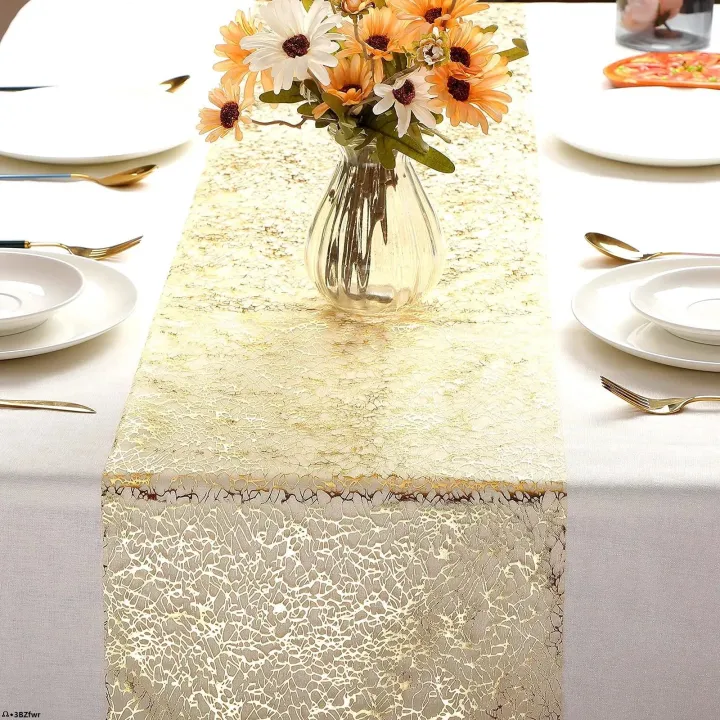 mm 30x500cm Gold Table Runner Metallic Glitter Table Cloths Runner ...