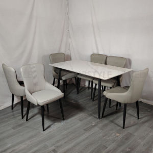 Vedourstyle Sintered Stone Dining Set Luxury Dining Table + Modern Chair Set Meja Makan Ceramic 岩板餐桌