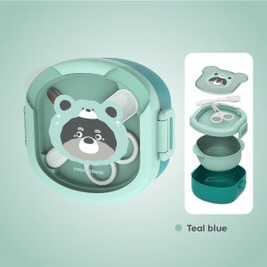 Mamabear 5 in1 Baby Travel Feeding Set BPA-FREE Keep Warm Bowl with Spoon & Scissors Baby Lunch Box