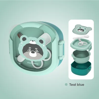Mamabear 5 in1 Baby Travel Feeding Set BPA-FREE Keep Warm Bowl with Spoon & Scissors Baby Lunch Box