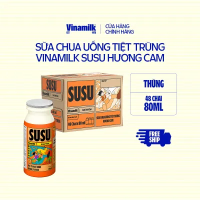 Thùng 48 chai Sữa Chua Uống Tiệt Trùng Vinamilk SuSu hương Cam - 80ml