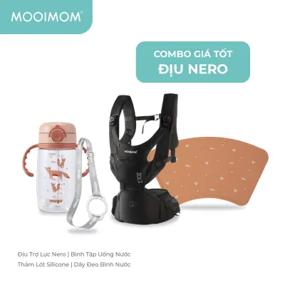 [CHÍNH HÃNG] MOOIMOM Địu Ngồi Em Bé Cao Cấp Trợ Lực Siêu Nhẹ Êm Ái NeroBianco Hạn Chế Đau Lưng HPS2101