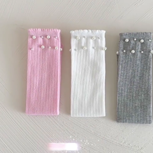 Soft and Breathable Knee Length Socks for Girls Pearls Over the Knee Long Socks Stylish Stockings for Any Occasion