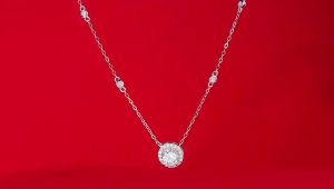 DJMAX Women Moissanite Diamond Necklace 1CT Round Original 925 Sterling Silver Moissanite Pendant Jewelry for Women