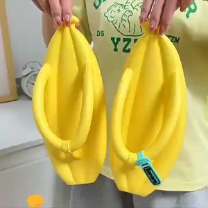 [Free Shipping] Banana-style flip-flops for women thick-soled for outdoor wear beach summer EVA slippers for men and couples indoor and home use non-slip
