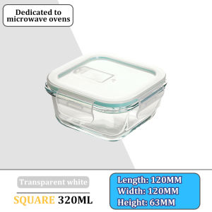 AIMO Crisper Airtight Glass Food Keeper With Lid Leakproof Microwaveable Oven Safe Lunch Box with bag 3 Dividers
