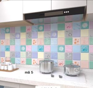 Giấy dán bếp tráng nhôm chịu nhiệt khổ 60cm dài 1.18m miếng decal dán tường bếp chống dầu mỡ