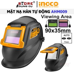 Mặt nạ hàn điện tử INGCO AHM009 tự động dùng pin mặt trời có thể sạc lại không cần thay pin vùng quan sát 90x35mm