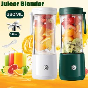 BERGARANSI BISA COD - Blender Portable Juicer Usb 6 Mata Pisau Blender Juice Cup 380ml Blender Mini Portable Pembuat Jus Elektrik Rechargeable Mini Mixer Ice Crusher