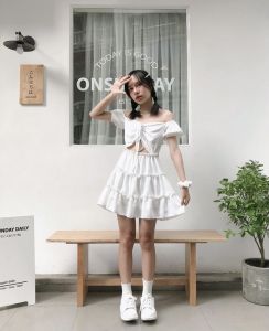 [CLIP THẬT] Đầm babydoll tiểu thư rút dây khoét eo ullzang