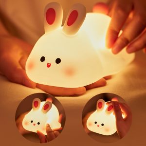 LED Soft Silicone Night Light Pear Shaped Rechargeable Eyecaring Touch Cute Bedside Night Light