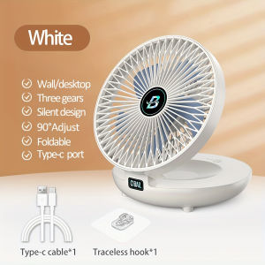 Wall-Mounted Desktop Fan Type-c Charging Portable Table Fans 3 Speeds silent Brushless Motor foldable Air Cooler for Home Office