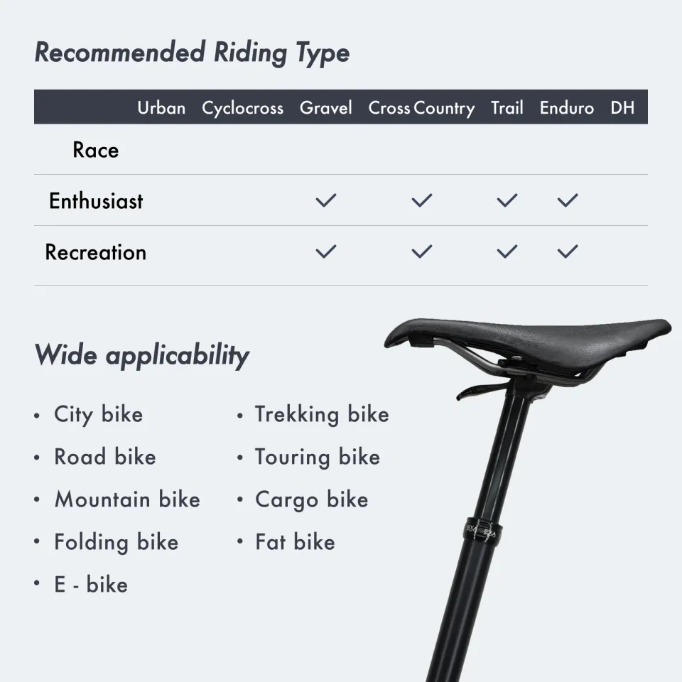 Kindshock Dropper Seatpost Height Adjustable 125 150mm Travel Exa