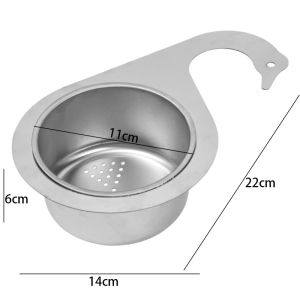 Stainless Steel Sink Strainer Basket Removable Goosehead Storage Drainage Basket Kitchen Fruit Vegetable Hanging Drain Racks