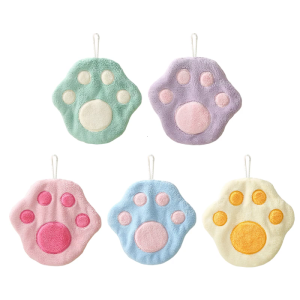 Children Hand Towel Cats Paws Towel Microfibre Absorbent Towels Hanging Quick Drying Absorbent Wash Cloths for Kitchens