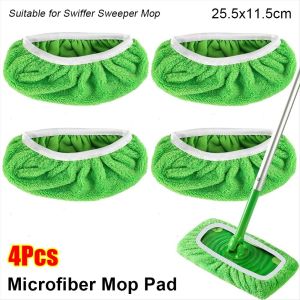 GARJLZ168 4Pcs ฟองน้ำดูดซับ แผ่นถูพื้นไมโครไฟเบอร์ ซักได้ หัวม็อบแบน ผ้าม็อบ ใหม่ ใช้ซ้ำได้ ผ้ากวาด สำหรับการทำความสะอาดแบบเปียกและแห้ง