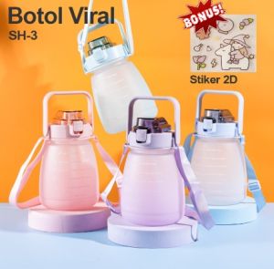 BOTOL MINUM 2 LITER BOTOL MINUM VIRAL KOREA BOTOL PELANGI MOTIVASI 2000ML MURAH