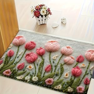 RISEDOT Non-slip Flower Carpet Soft 3D Flower Bathroom Floor Mat  Irregular Shaped Room Rugs Living Room Tea Table Bedside