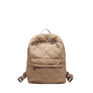 IELGY Ladies Rhombus Embroidered Thread Cotton Clothes Backpack School Bag Computer Bag Casual Commuter Bag