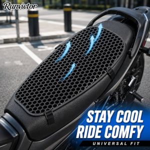 Motorcycle Seat Cushion Cover Breathable Air Mesh Anti Slip Universal Fit Washable Heat Relief Daily Commuting