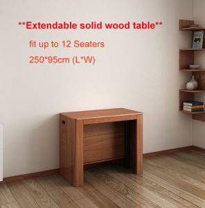 [PRE-ORDER][Factory Direct: BGS] luxury Muji Extendable solid wood table Rubber Solid Wood Dinning table Home Office Meeting Desk Working bench Good Quality Natural and Sustainable 全实木可伸缩折叠餐桌(ETA: 1mth)