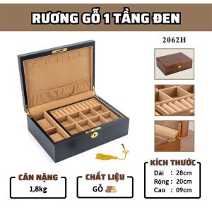 [Hàng Cao Cấp] Hộp Rương Gỗ Đựng Đồ Trang Sức 1 Tầng 2 Ngăn 2062 2063 Gỗ MDF Đựng Mỹ Phẩm Đồng Hồ Nhẫn Và Đá Qúy - Wincy Mart