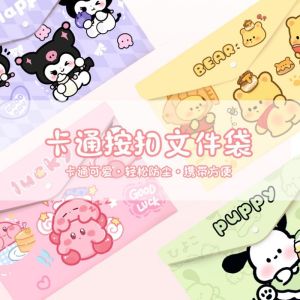Kawaii Sanrio PVC Water Proof File Bag Mymelody Kuromi Cinnamoroll Cute Textbook Storage A4 Folder Girls