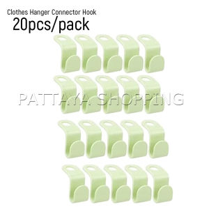 Pattaya ตะขอเก็บเสื้อผ้า 20 ชิ้น/แพ็ค ประหยัดพื้นที่ เพิ่มพื้นที่แขวนเสื้อในตู้เสื้อผ้า Clothes Hanger Connector Hook