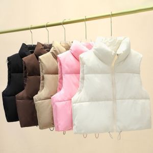 CBHH Elegant Womens Down Vest Short Casual Quilted Jackets High Quality Warm Sleeveless Coats Autumn Winter