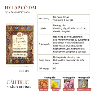 Tesori d’Oriente – Gói Sữa Tắm Nước Hoa 9ml Hương Ý Sang Trọng Tiện Lợi Du Lịch