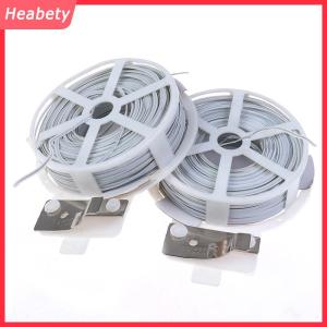Heabety 1 chiếc (50m) Dây buộc cây trong vườn đa năng màu trắng chắc chắn có lõi dây thép bọc nhựa