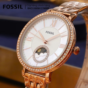 Đồng hồ nữ Fossil Jacqueline Sun and Moon khảm xà cừ đính đá dây kim loại mặt số 36 MM màu vàng hồng ES5165