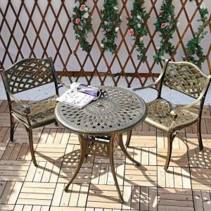 Bộ bàn ghế sân vườn HEALHOMES vuông có tay Nhôm Đúc dùng cho phong khách sân vườn cafe cao cấp