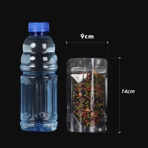50Pcs Half Silver Aluminum Half Clear Stand Up Pouch with Zip Lock Packaging Ziplock Resealable