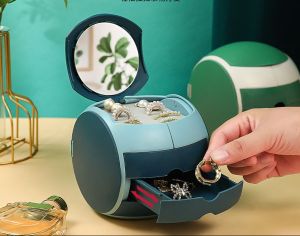 Multi Compartments Organizer Storage Box with Mirror for Jewelry