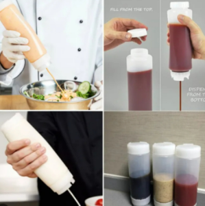 Dual-Way FIFO Refillable Squeeze Bottle 双头胶汁樽 16oz / 20oz / 24oz First In First Out Dispensing / FIFO Squeeze Bottle with Lid 16oz / Dressing or Sauce Squeeze Bottle FIFO 16oz/ FIFO 20oz / FIFO 24oz / FIFO 32oz