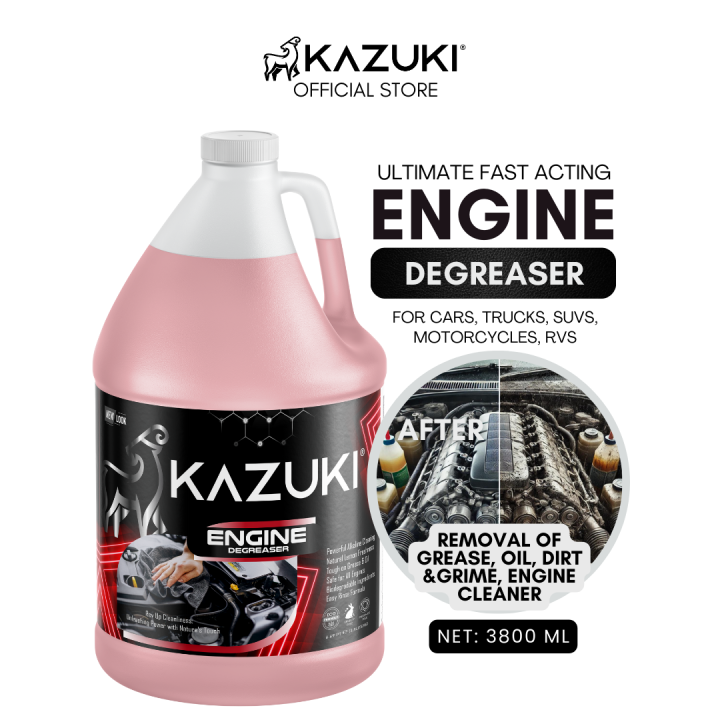 Kazuki Engine Degreaser - Safe for All Vehicles, Concentrated, Water Soluble, Effective for Chain and Carbon Cleaning