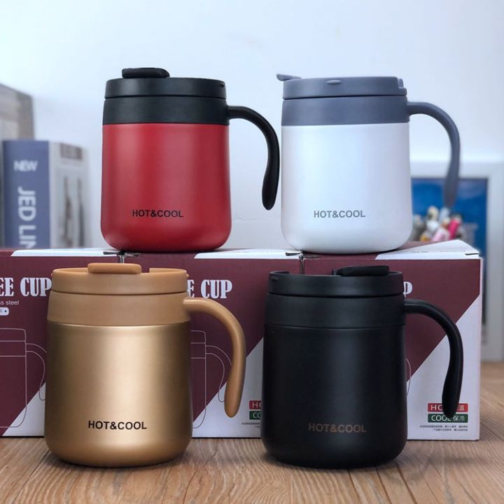 Vacuum Coffee Hot and Cool Mug Cup with Handle and Cover Lazada PH