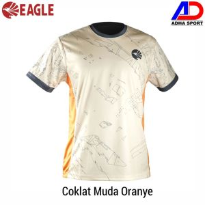 Baju Badminton Eagle Blast Coklat Muda / Oranye Jersey Kaos T-Shirt Bulutangkis Murah Diskon Adha Sport