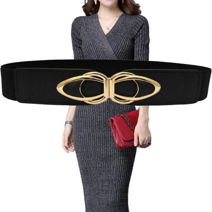 Toplans PU Leather Elastic Wide Belt Women Stretch Thick Waist Belt for  Dress Plus Size