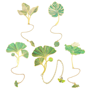 5 cái đánh dấu trang sách bằng kim loại lá hình dạng cuốn sách đánh dấu Phong cách Trung Quốc đánh dấu với tua đánh dấu trang đọc Bookmark