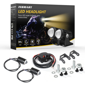 2PCS 60W Super Bright Mini Driving Light Set Led Lights Motorcycle Headlight 2 Color Car Dual Fishey