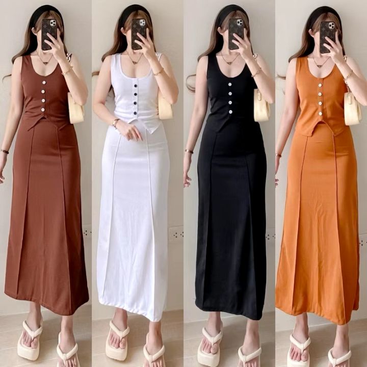 Trixie Classy terno Coordinates Frenchy top with long skirt womenswear