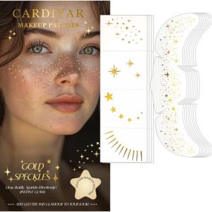 GINKG 12pcs Long Lasting Glitter Freckles Face Tattoo Waterproof Facial Art Makeup Stickers Moon Color Face Temporary Tattoos Concert