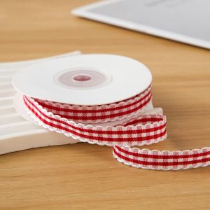 BHYJGD 10 Yard Plaid Ribbon Gift Wrapping Bouquets 1CM Roll of Satin Ribbon Creative Easy Cut Gingham Ribbons Flower Bouquet Wrapping